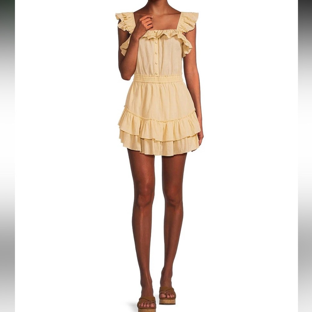 Chelsea & Violet Cassia Guaze Square Neck Ruffle Hem Romper